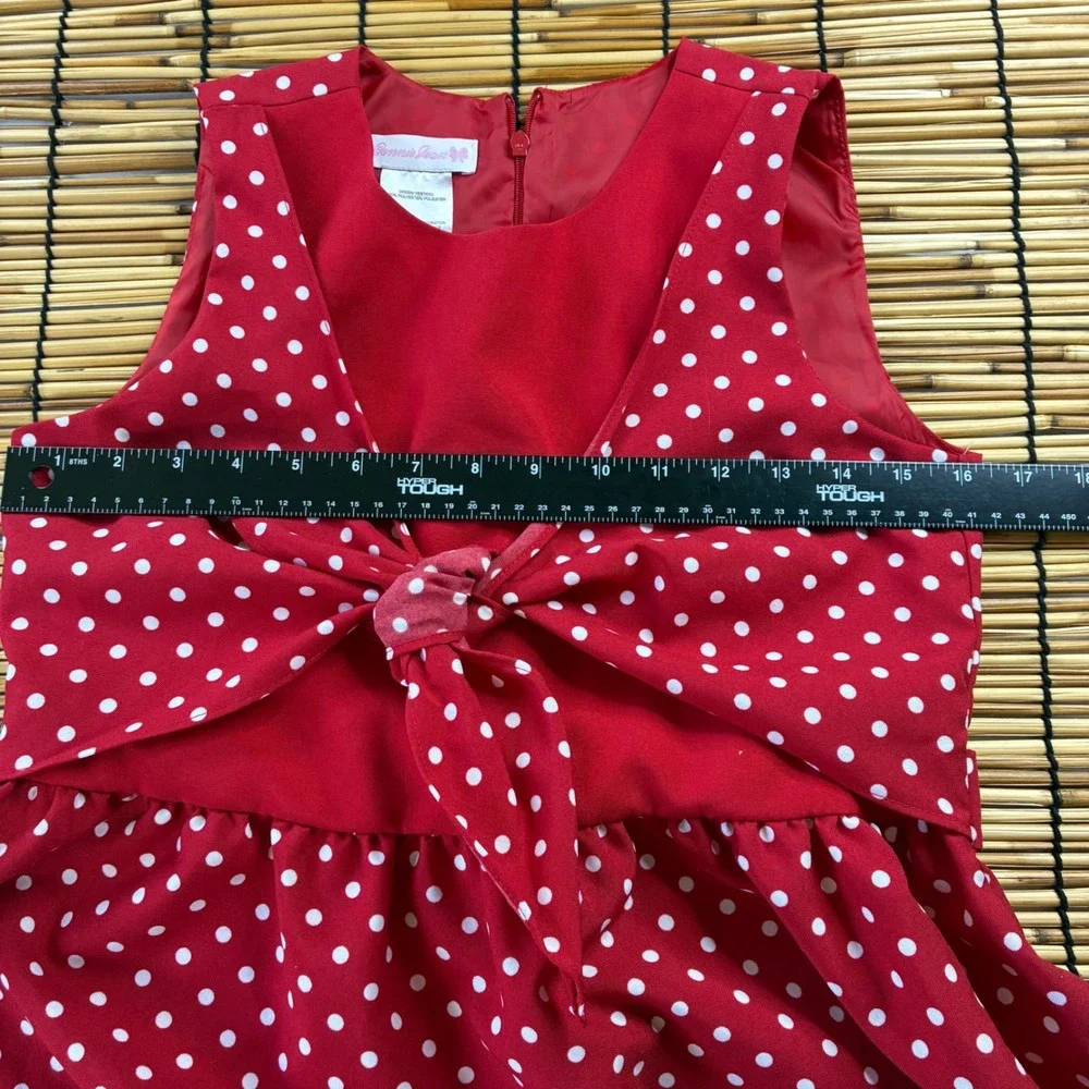 Bonnie Jean Girls Red Polka Dot Sleeveless Knot Front Dress Size 16 R49686-DV